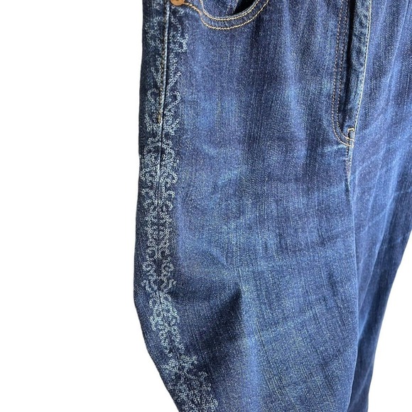 Anne Klein Womens Jeans Side Print High Rise Sz 8 Straight Leg Medium Wash EUC - Picture 5 of 11